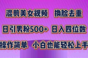 (10908期)混剪美女视频,换脸去重,轻松过原创,日引色粉500+,操作简单,小白也…