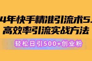 （10894期）24年快手精准引流术5.0，高效率引流实战方法，轻松日引500+创业粉