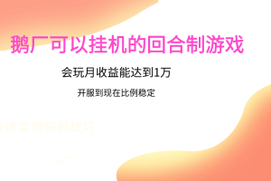 鹅厂的回合制游戏，会玩月收益能达到1万+，开服到现在比例稳定