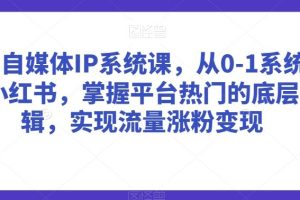 美学自媒体IP系统课，从0-1系统学习小红书，掌握平台热门的底层逻辑，实现流量涨粉变现
