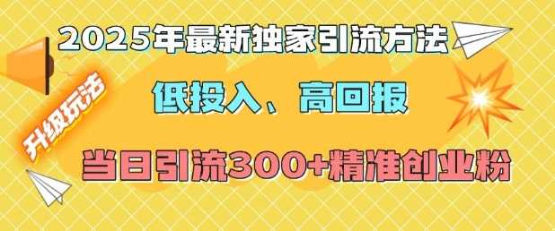 2025年最新独家引流方法,低投入高回报?当日引流300+精准创业粉