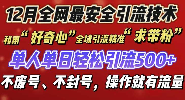 12 月份全网最安全引流创业粉技术来袭,不封号不废号,有操作就有流量【揭秘】
