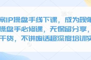 全案IP操盘手线下课，成为现象级ip操盘手必修课，无保留分享，全是干货，不讲废话超深度培训实操