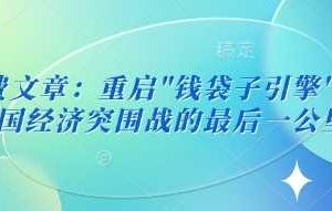 付费文章：重启”钱袋子引擎”：中国经济突围战的最后一公里