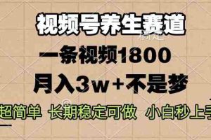 （14315期）视频号养生赛道，一条视频1800，超简单，长期稳定可做，月入3w+不是梦