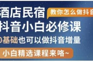 抖音本地生活酒店民宿运营，0基础也可以做抖音增量