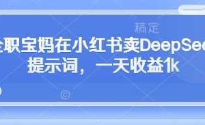 全职宝妈在小红书卖DeepSeek提示词，一天收益1k
