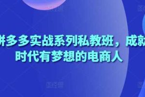 2025拼多多实战系列私教班，成就这个时代有梦想的电商人