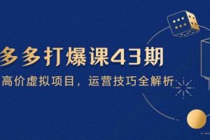 （14546期）拼多多打爆课第 43 期，掌握高价虚拟项目，运营技巧全解析（15节）
