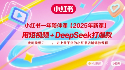 小红书一年陪伴课【2025年新课】,用短视频+deepSeek打爆款,史上最干货的小红书店铺爆款课程
