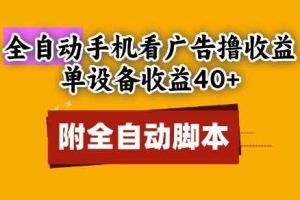 全自动看广告撸收益，单设备收益40+，可矩阵，附脚本，小白必选【揭秘】