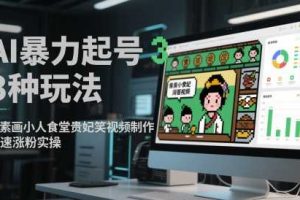 AI暴力起号3种玩法，像素画小人食堂贵妃搞笑视频制作，快速涨粉实操