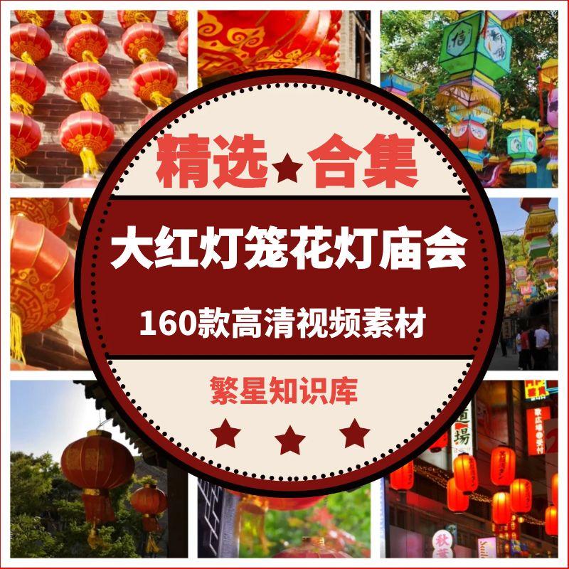 160款实拍喜庆节日花灯笼大红元旦元宵节逛花灯庙会短视频素材