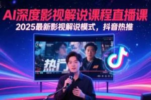 AI深度影视解说课程直播课，2025最新影视解说模式，抖音热推