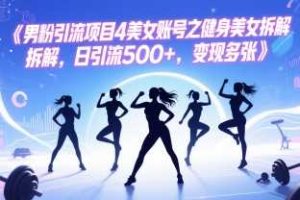 男粉引流项目4美女账号之健身美女拆解，日引流500+，变现多张