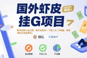 国外虾皮挂G项目：账号扔那儿自己刷，每天白捡米+，不拉人头、不动脑，单机日收益两张+【揭秘】