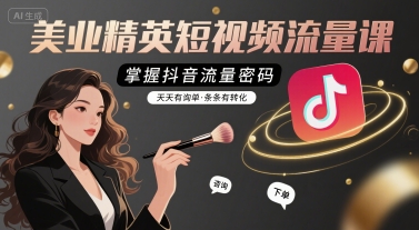 美业精英短视频流量课,掌握抖音流量密码,天天有询单,条条有转化