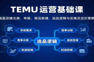 TEMU运营基础课：涵盖店铺注册、申报、商品新建，选品逻辑与实操及定价策略等