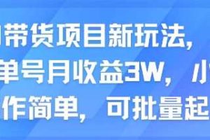 AI带货项目新玩法，实测单号月收益3W，小白操作简单，可批量起号