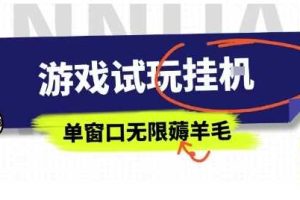 全网首发试玩挂G项目，全自动运行单窗口无上限，纯0撸本人亲测一天可薅100米【揭秘】