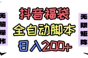 抖音全自动抢福袋项目，蓝海赛道，新手小白一天轻松200+，看完直接可以上手【揭秘】