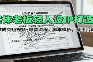 实体老板轻人设IP打造课：做成交短视频+爆款流程，脚本模板，多平台算法