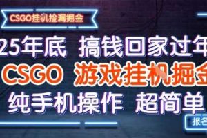 25年底搞钱回家过年，CSGO游戏挂G掘金，纯手机操作超简单【揭秘】