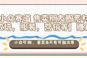 小众赛道售卖朋友圈素材【教培，服装，营销等】賺麻了，小白可做，甚至当天有可能出单