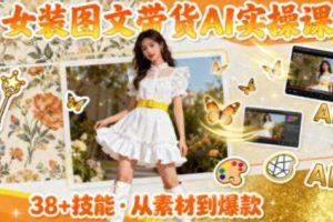 女装图文带货的AI实操课，覆盖38个实用技能，快速提升素材制作效率