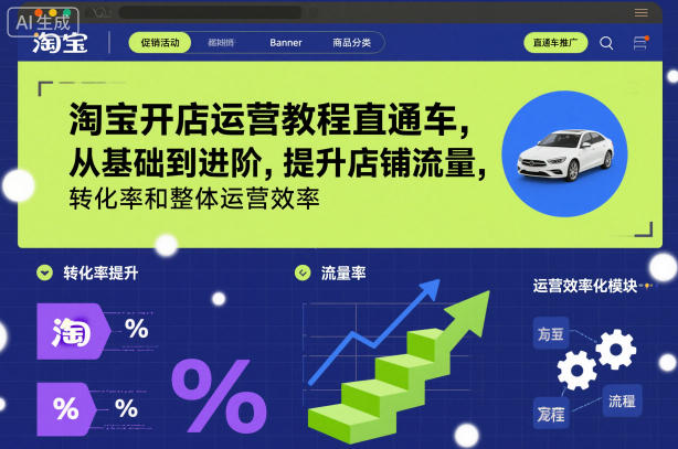 淘宝开店运营教程直通车，从基础到进阶，提升店铺流量，转化率和整体运营效率（更新11月）