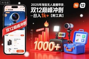 2025年淘宝无人直播带货，冲刺双12，日入1k+【附工具】【揭秘】