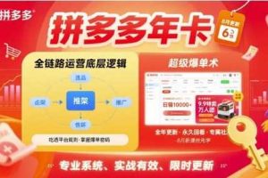 拼多多年卡,拼多多全链路运营底层逻辑,超级爆单术【更新12月】