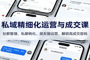 私域精细化运营与成交课:社群管理、私聊转化、朋友圈运营,解锁高成交密码