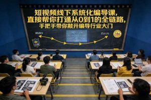 短视频线下系统化编导课，直接帮你打通从0到1的全链路，手把手带你敲开编导行业大门
